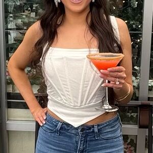 SHEIN White Fitted Bustier Crop Tank Top